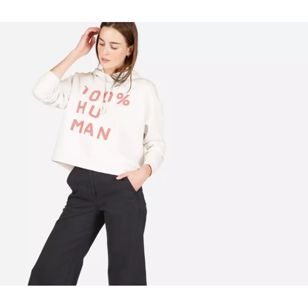 Everlane Women's Bone Pink The 100% Human Typography Hoodie sweatshirt size XS
